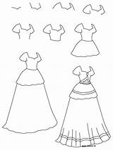 Dress Drawing Draw Step Princess Simple Learn Dresses Sketch Drawings Easy Pattern Sketches Clothes Girl Robe Dessin Thedrawbot Fashion Princesse sketch template