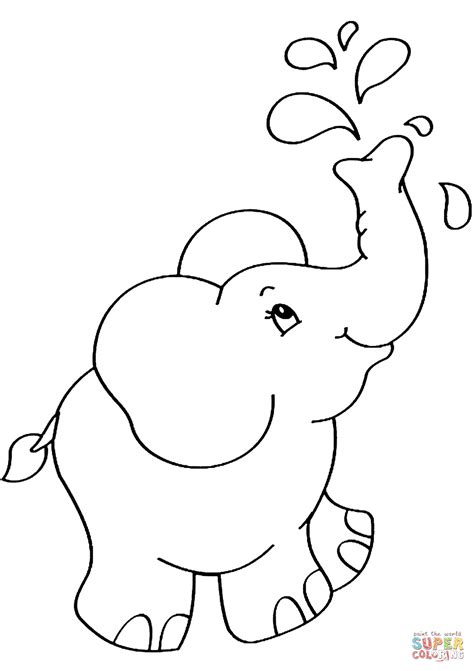 dibujo de elefante de dibujos animados  colorear dibujos