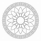 Coloring Pages Mandala Flower Kids Easy Simple Colouring Print Adult Geometric sketch template