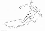 Coloring Pages Surfboard Surfing Man Sea Printable Kids sketch template
