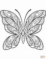 Coloring Butterfly Detailed Pages Zentangle Supercoloring sketch template