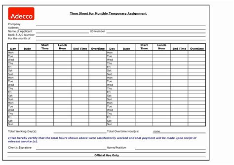 employee time sheet templates addictionary