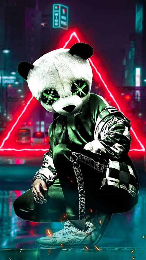 panda mask carros city fire neon neoncity smoke street hd phone wallpaper peakpx