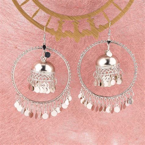 silver shine stylish party wear silver jumki dangle earrings  women girl