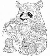 Panda Coloring Pages Zentangle Animal Bamboo Easy Eating Pandas Bear Mandala Print Color Printable Drawing Adult Colouring Cartoon Rachel Sheets sketch template