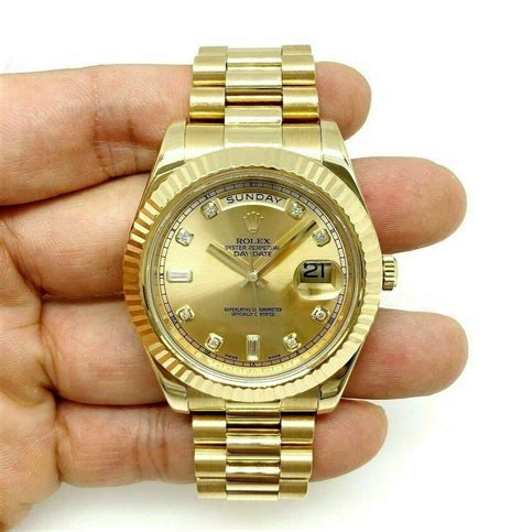 rolex mm day date president  solid  gold factory diamond dial grams ebay