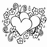 Heart Flowers Coloring Pages Printable Kids sketch template