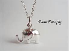925 Sterling Silver Elephant Necklace Silver by charmphilosophy