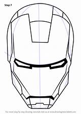Iron Draw Helmet Man Drawing Step Mask Face Easy Avengers Ironman Drawingtutorials101 Para Sketch Outline Drawings Coloring Cartoon Pages Sketches sketch template
