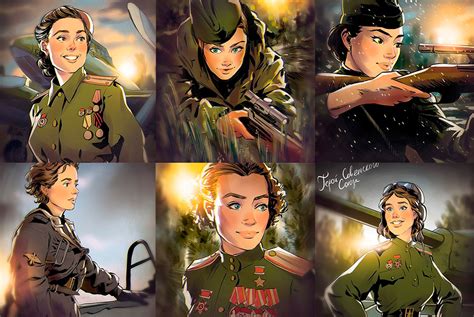 Художник изобразил женщин героев Великой Отечественной в стиле пин ап Ридус