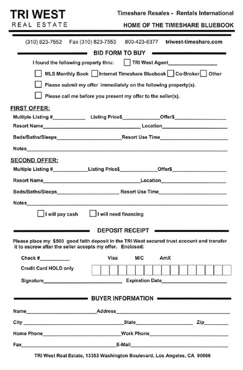 bid forms  printable documents