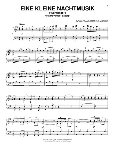 eine kleine nachtmusik serenade  movement excerpt sheet