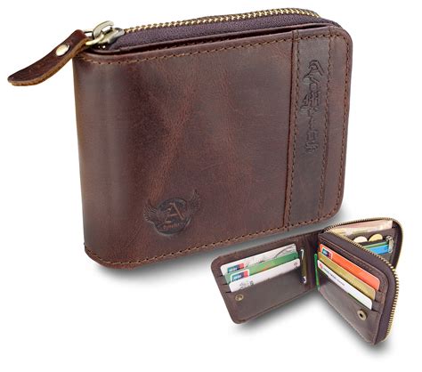 mens genuine leather bifold zip  wallet  elegant gift ebay