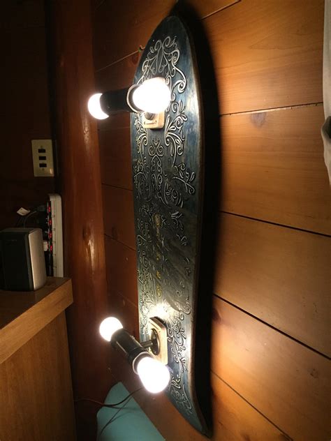 upcycled skateboard wall lamp bulbflip  lightslide