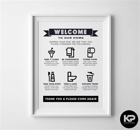 bathroom rules print house wall picture word art poster funny humour