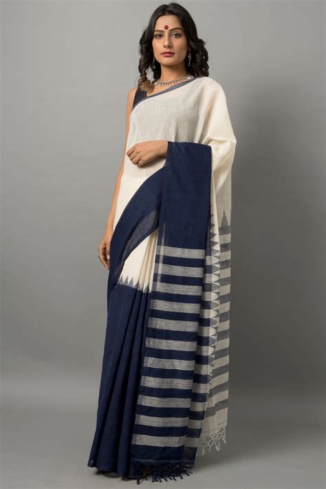 khadi cotton sari gorgeous in stripes and tassels along the border