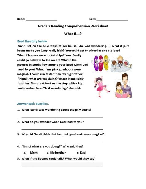 reading comprehension worksheets   grade printable worksheet