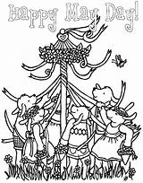 Coloring Pages Maypole Dance Sheets Color sketch template