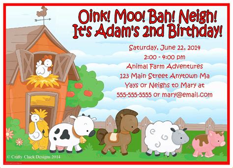 farm animal party invitation templates   farm animal birthday