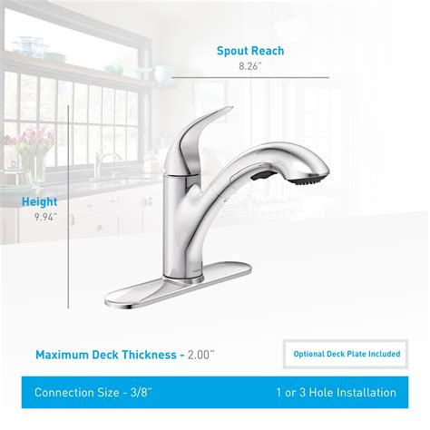 moen  chrome single handle kitchen faucet  pullout spray   medina collection