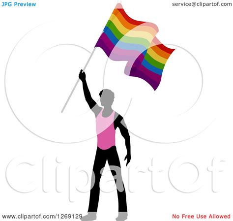 clipart of a black silhouetted man in a pink shirt holding up a