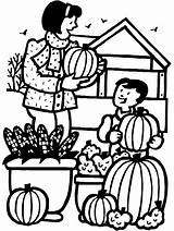Coloring Picking Pumpkins sketch template