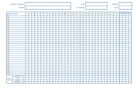 printable attendance sheet templates  templatearchive