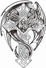 Celtic Dragon Coloring Tattoos Tattoo Pages Designs Cross Crosses Visit sketch template