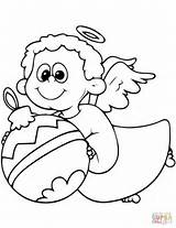 Coloring Angel Christmas Pages Decoration Cute Printable sketch template