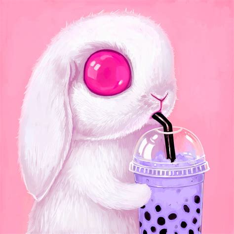 bunny art print kawaii art pop surrealism big eyes white
