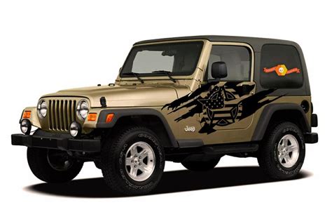 jeep wrangler   custom vinyl decal wrap kit army star torn