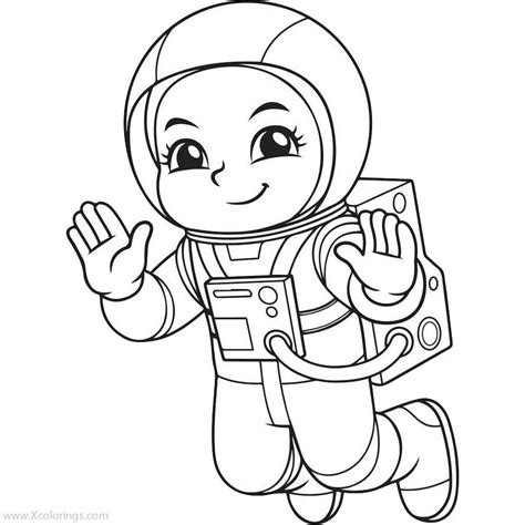 astronaut girl  spaceship tutorial coloring pages xcoloringscom