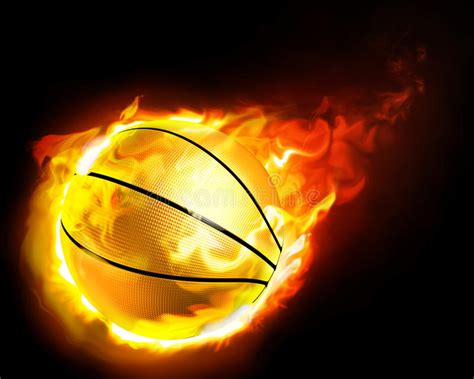 flying basketball  fire stock illustration illustration