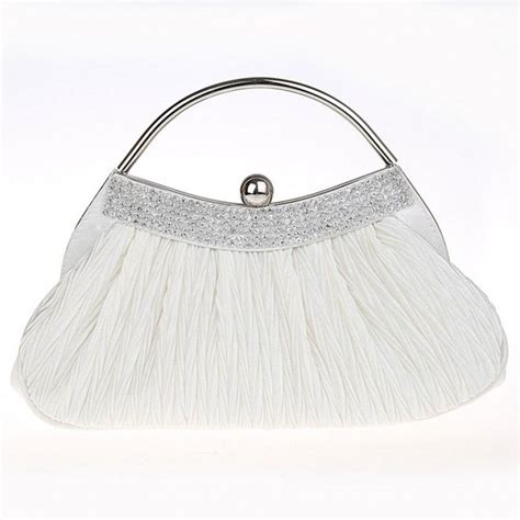 white frill clutch purse evening bag rhinestone handbag  wedding womens evening bag