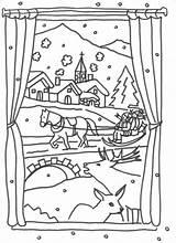 Coloring Winter Window Pages Christmas Landscape Book Xmas Simple Template Please sketch template