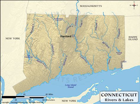 connecticut river map connecticut rivers  lakes