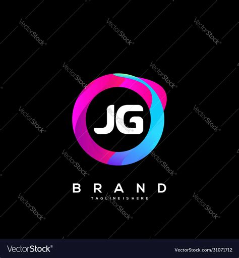 letter jg gradient color logo design royalty  vector