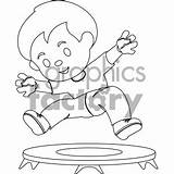 Trampoline Coloring Drawing Clipart Jumping Boy Vector Clip Paintingvalley sketch template