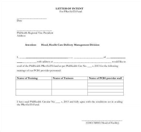 provider letter  intent  insurance company sample information