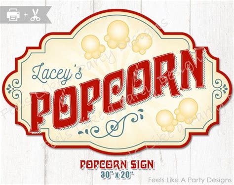 custom popcorn sign diy printable sign popcorn stand banner popcorn