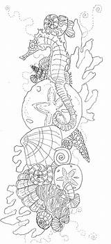 Coloring Pages Ocean Tattoo Adult Para Tattoos Colorear Seashell Mar Seahorse Drawing Printable Outline Color Horror Drawings Kolorowanki Sea Beach sketch template