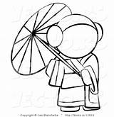 Geisha Coloring Parasol Woman Vector Outlined Strolling Drawing Girl Clipart Blanchette Leo Getdrawings Clipartmag sketch template