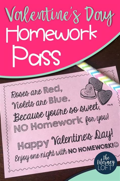 Freebie Valentine S Day No Homework Passes In 2020 Homework Pass