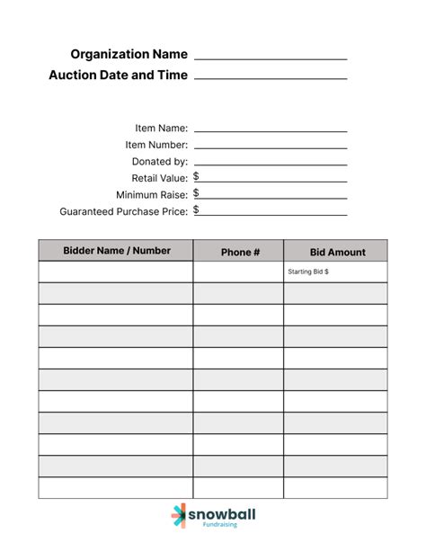 ultimate silent auction bid sheet guide  template snowball