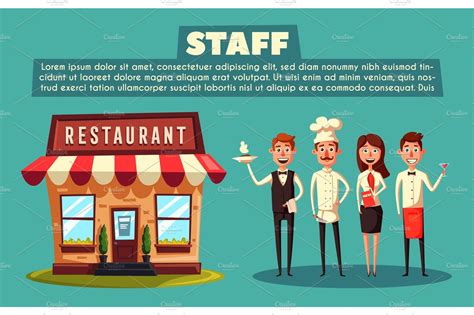 restaurant team cartoon vector illustration pre designed