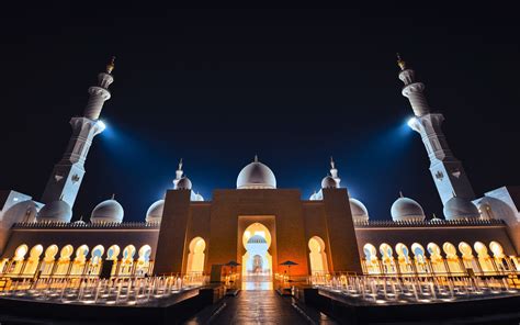 sheikh zayed grand mosque lighting  night abu dhabi united arab