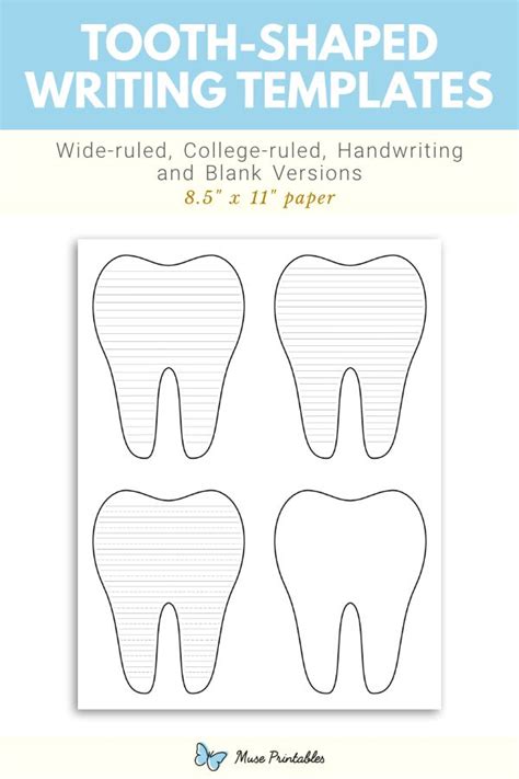 printable tooth shaped writing templates
