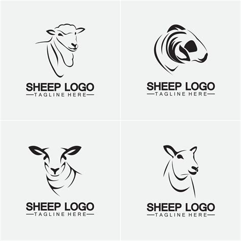 sheep head logo vector icon illustration design template  vector