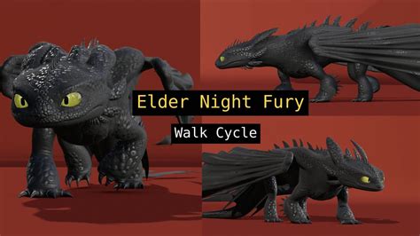 elder night fury walk cycle  animation youtube