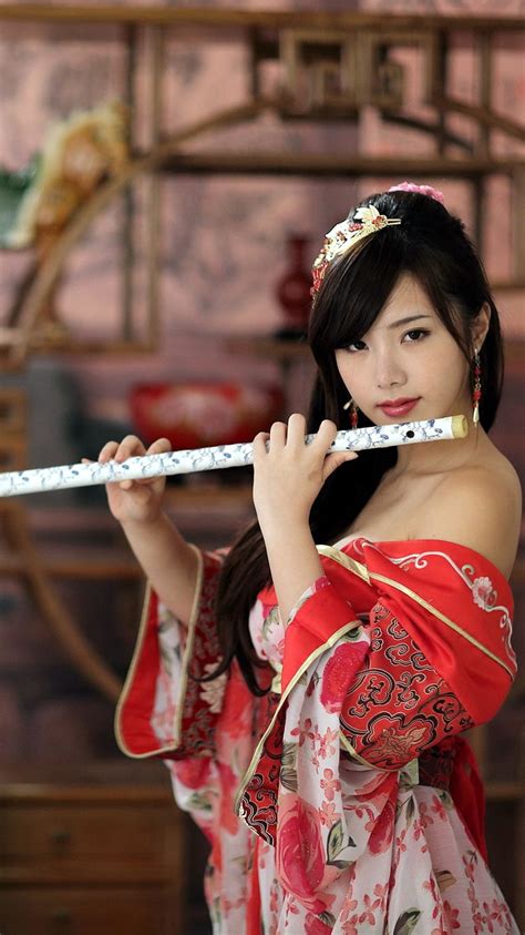 red dress chinese girl flute iphone x 8 7 6 5 4 3gs